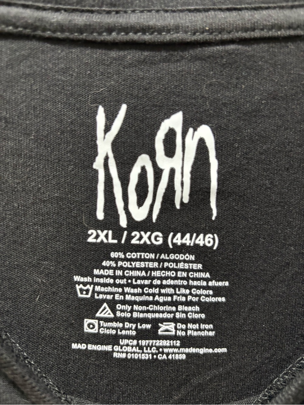 Hot Topic Korn Shadow Man T-Shirt Black Size 2XL Rock Punk Band Tee Y2K New Tags - Picture 5 of 6